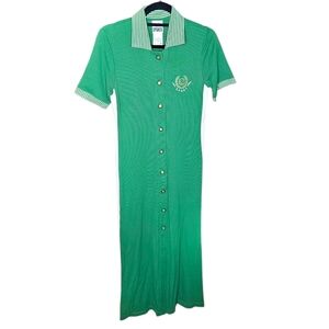 Vintage Rare Mondi Sports Green Tennis Polo Button-down Maxi Dress size 42 (M/L)